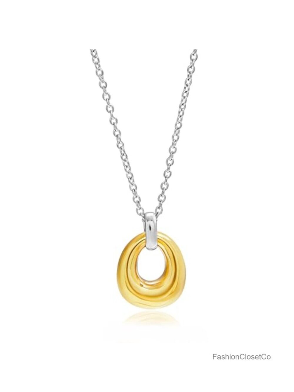 18K Gold Plated Dainty Oval Pendant Necklace for Women Brass Chain Minimalist